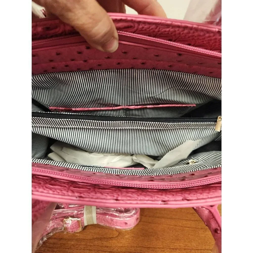 NWT Unbranded FUCHSIA faux Crocodile shoulder bag and crossbody strap with match